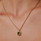 Square Green Zircon Rope Necklace — Verde