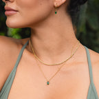 Green Rectangular Stone Necklace, 6 × 4 mm