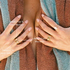 Three Zircon Stacking Rings, Gold PVD Steel — Eternity