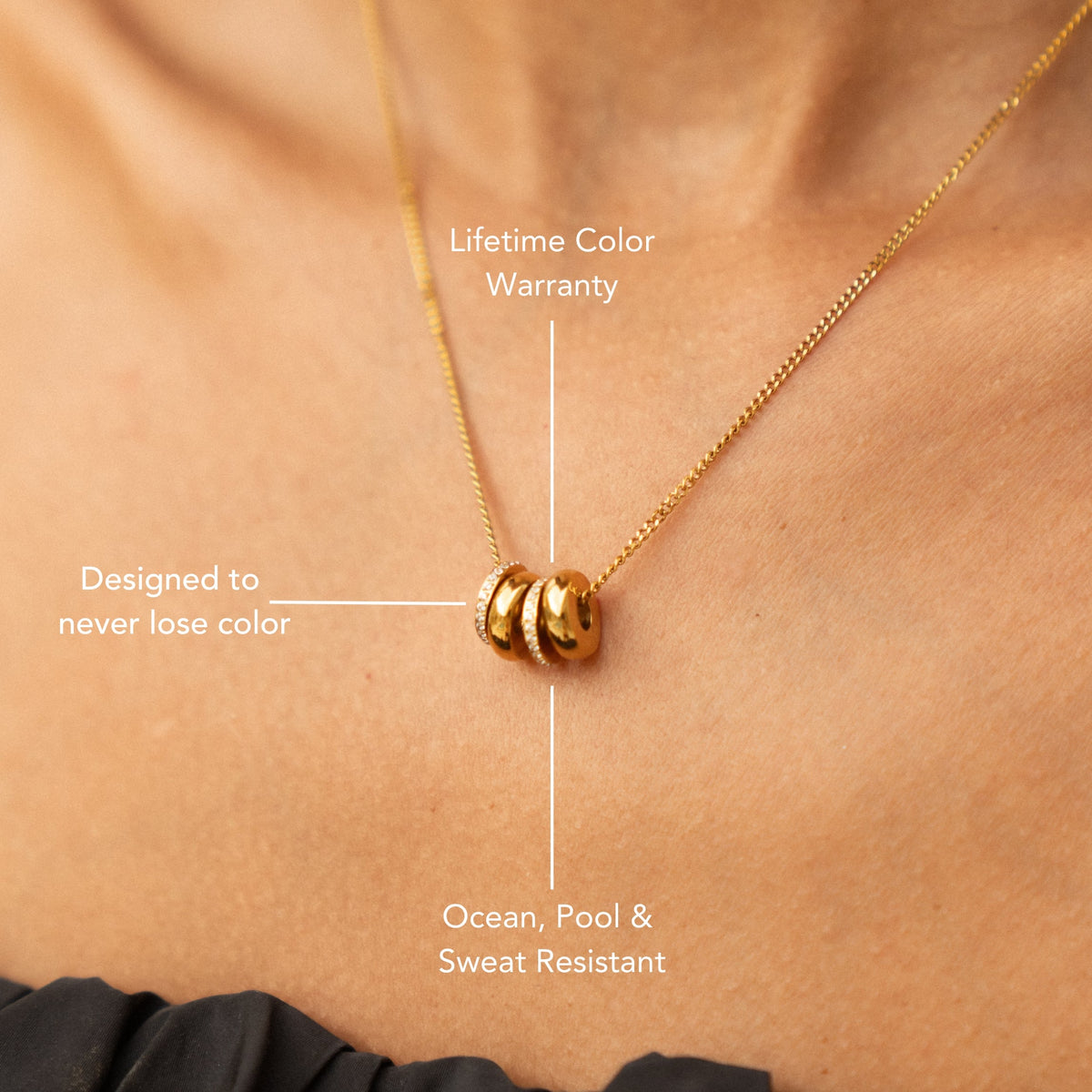 Triple Ring Zircon Necklace — Monte Carlo