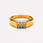Three Baguette Stone Signet Ring, Steel