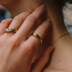 Round Opal Band Ring, 5 mm, Stainless Steel