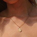 Oval Devotional Medal and Pearl Necklace — Faith