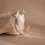 Floral Engraved Open Cuff Bracelet, Steel — Flora