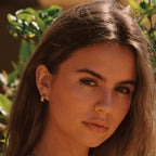 Engraved Floral Half-Hoop Stud Earrings — Bloom
