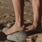 Freshwater Pearl Station Anklet, 3 mm Pearls