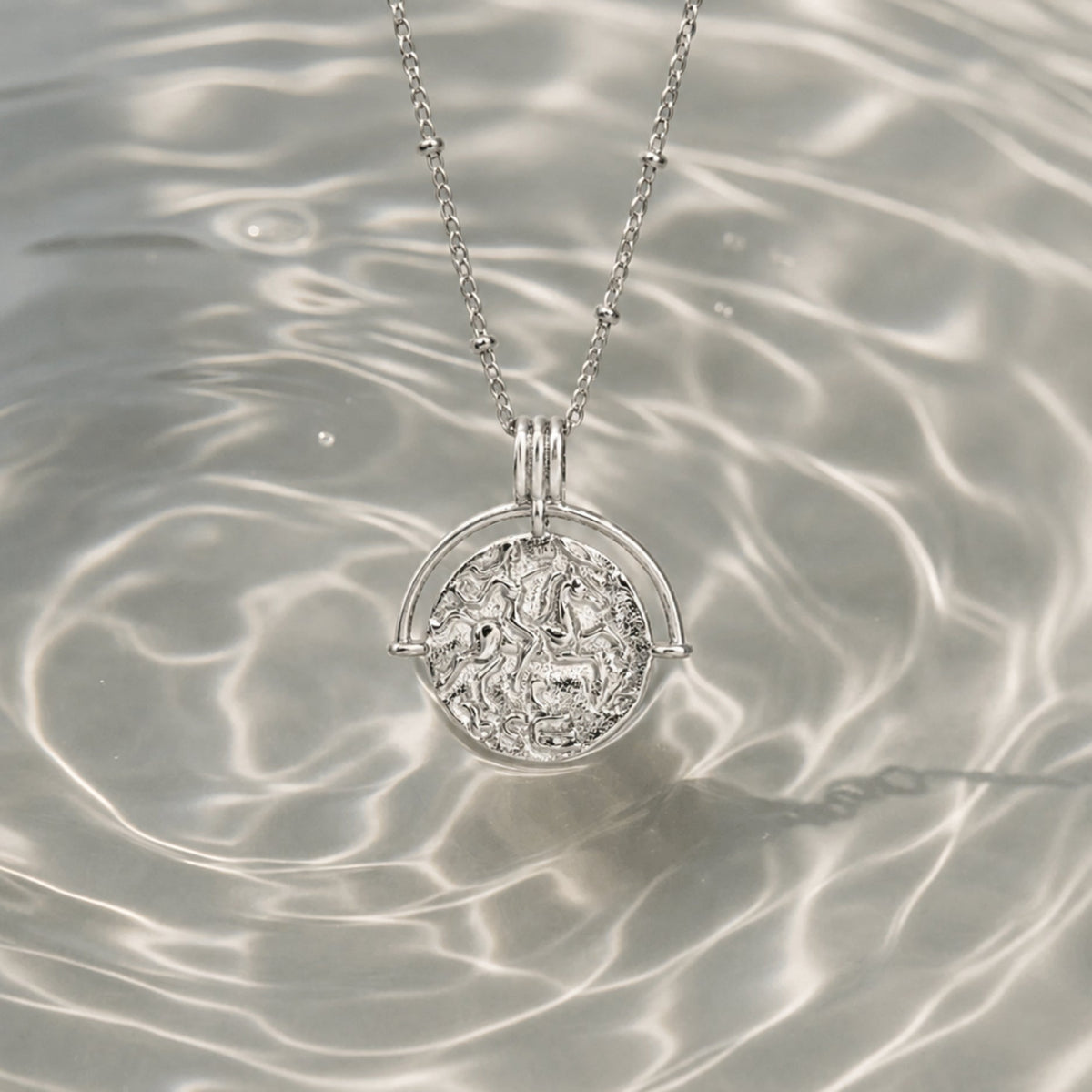 Athena Coin Pendant Necklace, Steel — Goddess