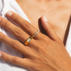 Three Baguette Stone Signet Ring, Steel