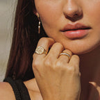 Engraved Sun Disc Signet Ring, Steel