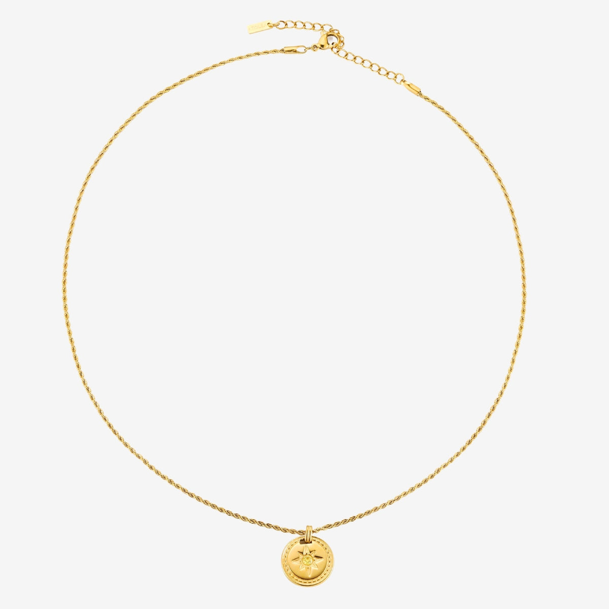 Compass Zircon Pendant Necklace, 16 mm, Steel