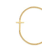 Men’s Cuban Chain Cross Bracelet, 3 mm, 14K Gold-Plated Steel