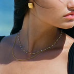 White Enamel Double Layer Choker, 40 cm