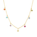 Multicolor Zircon Flower Charm Necklace