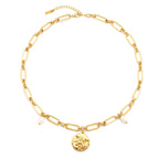 Angel Coin and Pearl Link Necklace — Elysia