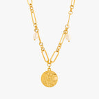 Angel Coin and Pearl Link Necklace — Elysia