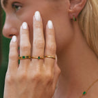 Green Marquise Stone Solitaire Ring, Steel