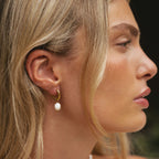Hammered Pearl Hoop Earrings, 12 mm