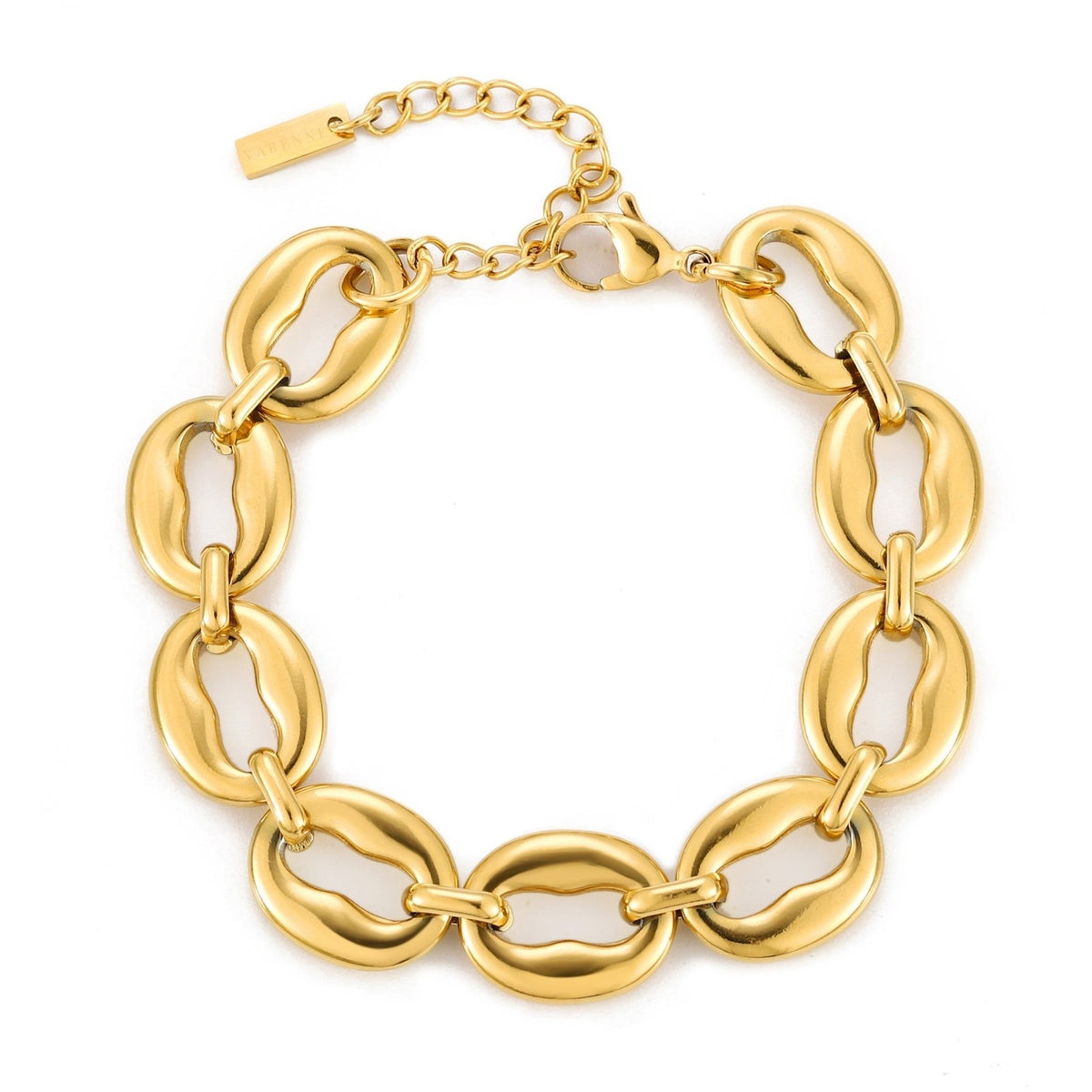 Oval Link Chain Bracelet, Gold PVD Steel — Ibiza
