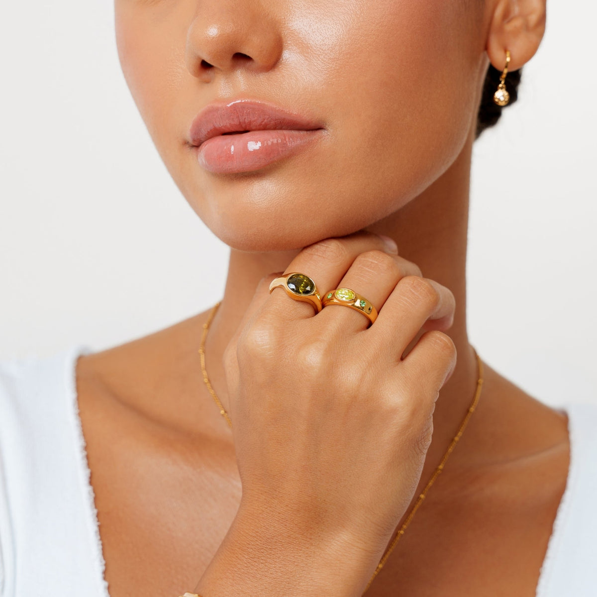 Green Zircon Ring, Gold PVD Stainless Steel — Ivy