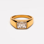 White Zircon Rectangular Signet Ring — Kaia
