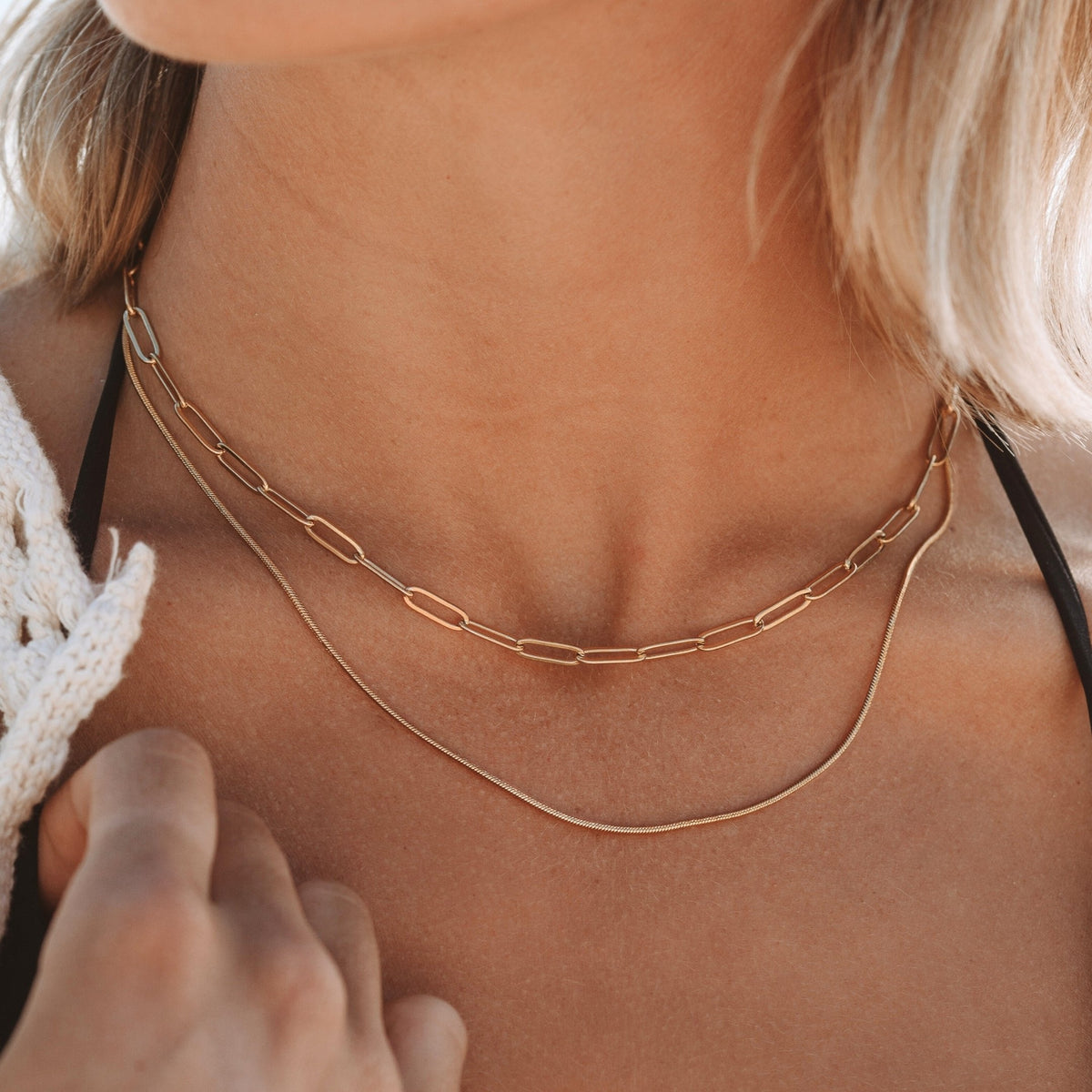 Paperclip and Snake Layered Necklace — Melrose