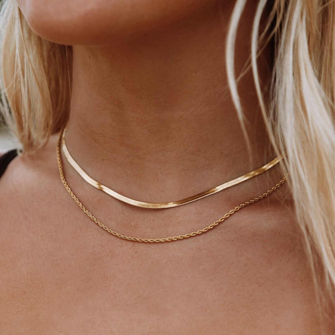 Herringbone and Rope Layered Necklace — Ios