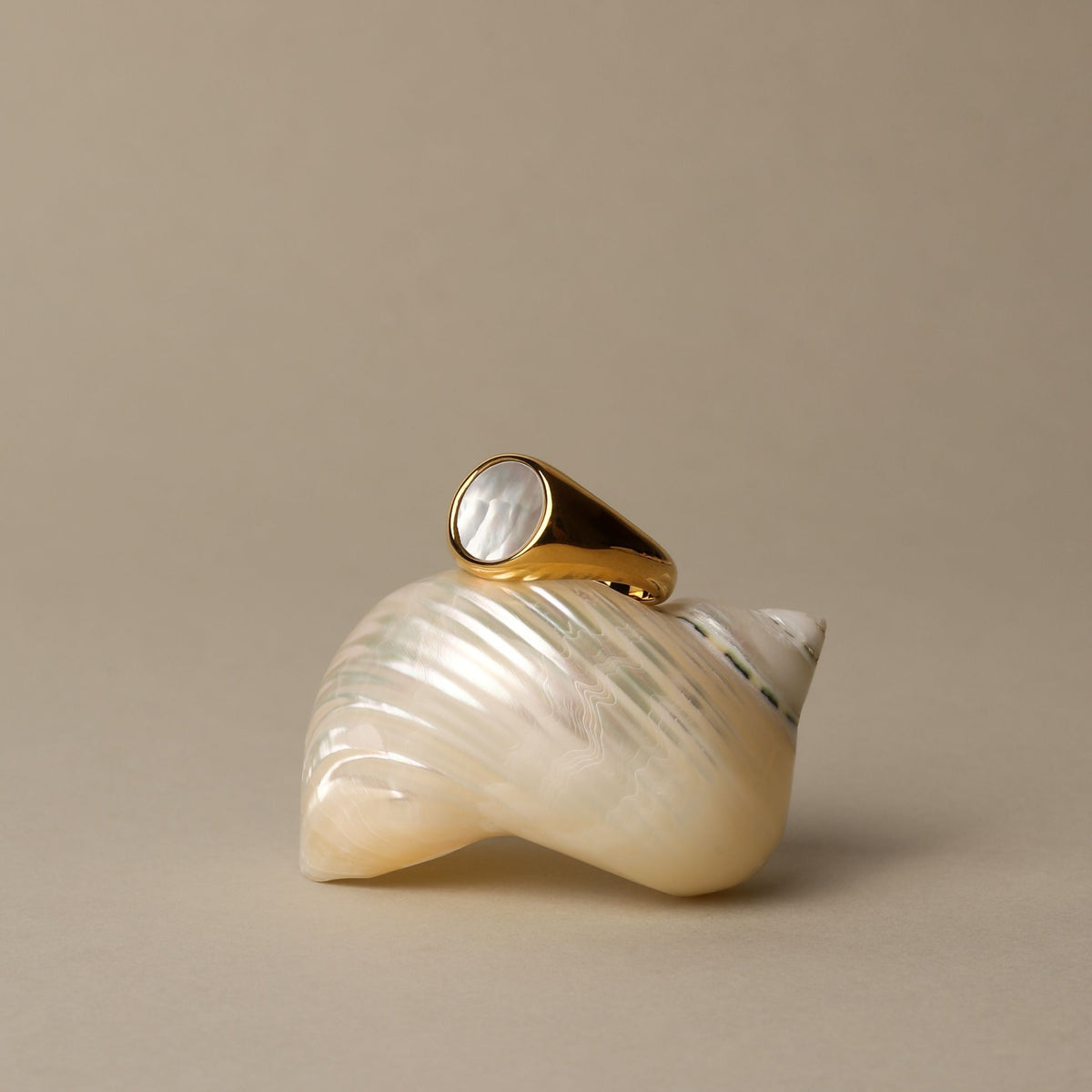 Round Mother-of-Pearl Signet Ring