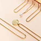 Sun Coin Rope Chain Necklace, 21 mm