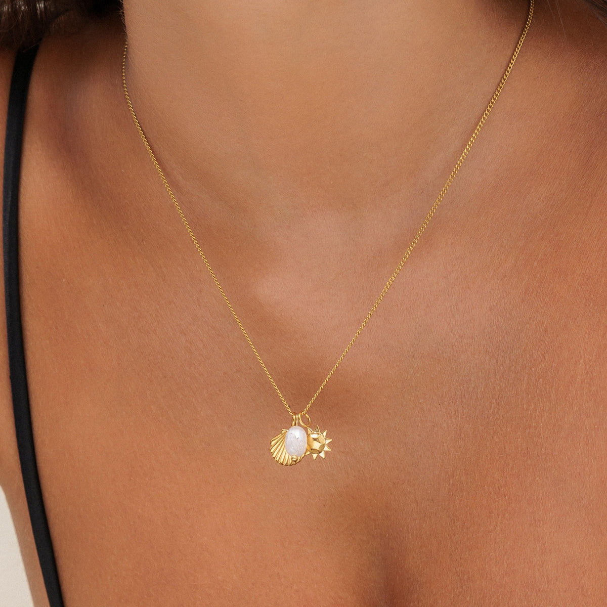 Sun Shell and Freshwater Pearl Necklace