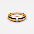 Round Opal Band Ring, 5 mm, Stainless Steel