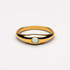 Round Opal Band Ring, 5 mm, Stainless Steel