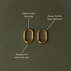 Elongated Oval Hoop Earrings, 15 × 24 mm