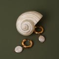 Chunky Freshwater Pearl Hoop Earrings, 18 mm