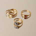 Red Zircon Rectangular Ring, Steel — Sundrop
