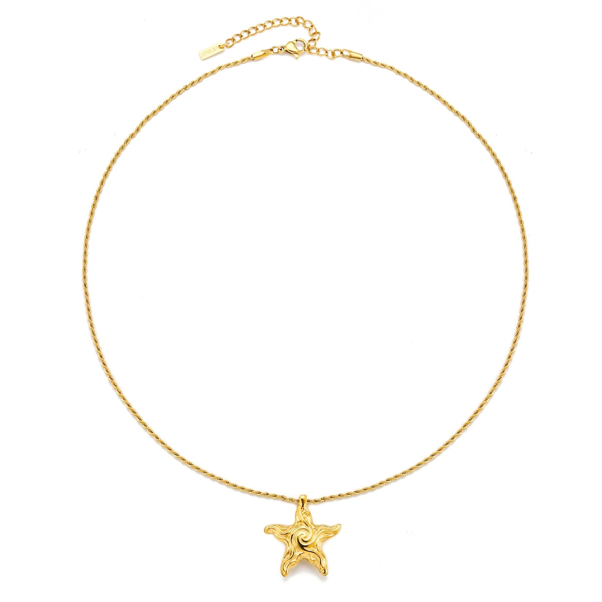 Spiral Starfish Pendant Necklace, Gold PVD Steel