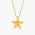 Spiral Starfish Pendant Necklace, Gold PVD Steel