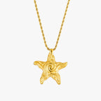 Spiral Starfish Pendant Necklace, Gold PVD Steel