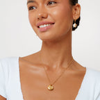 Curled Shell Pendant Necklace, 18K Gold PVD Steel
