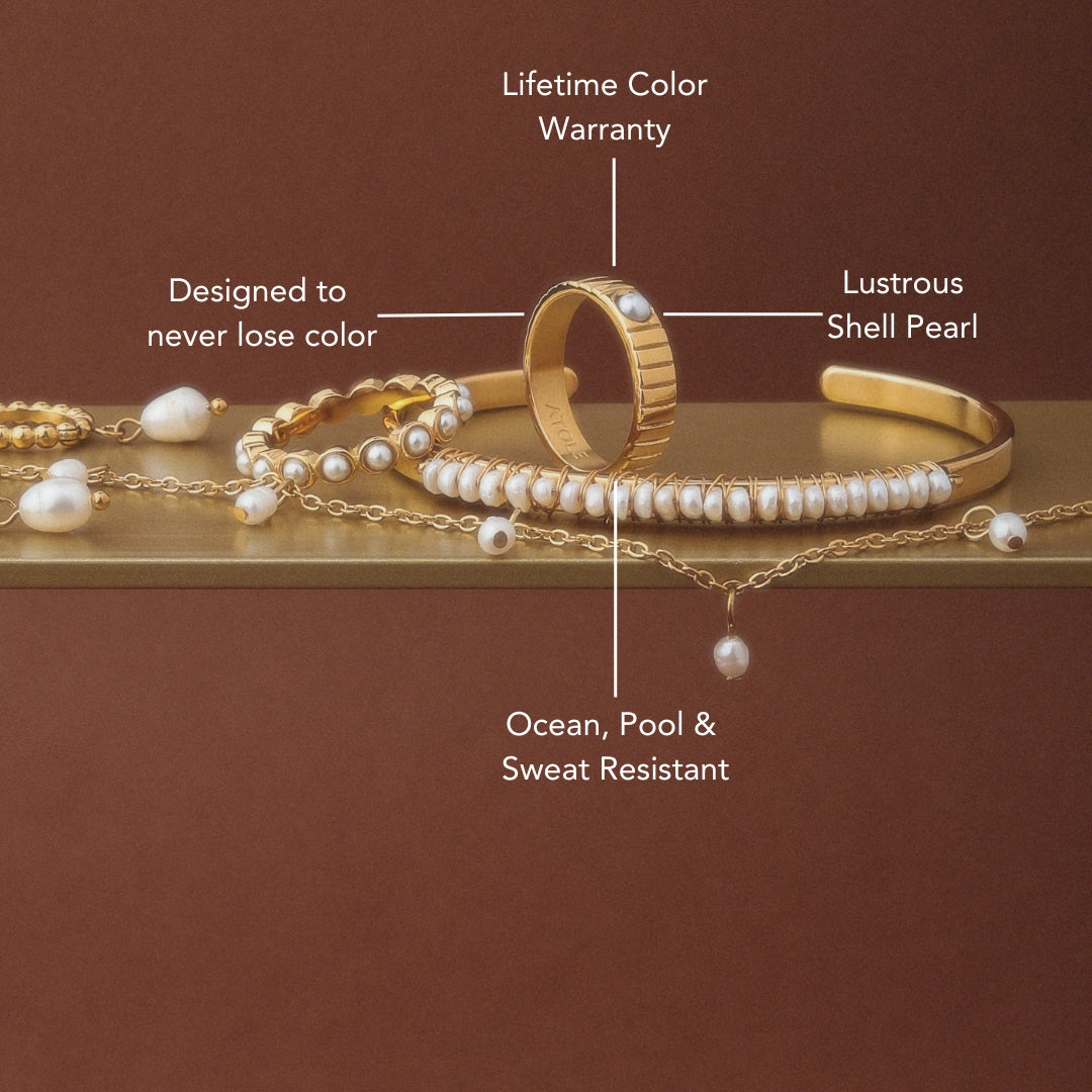 Shell Pearl Grooved Band Ring — Moana