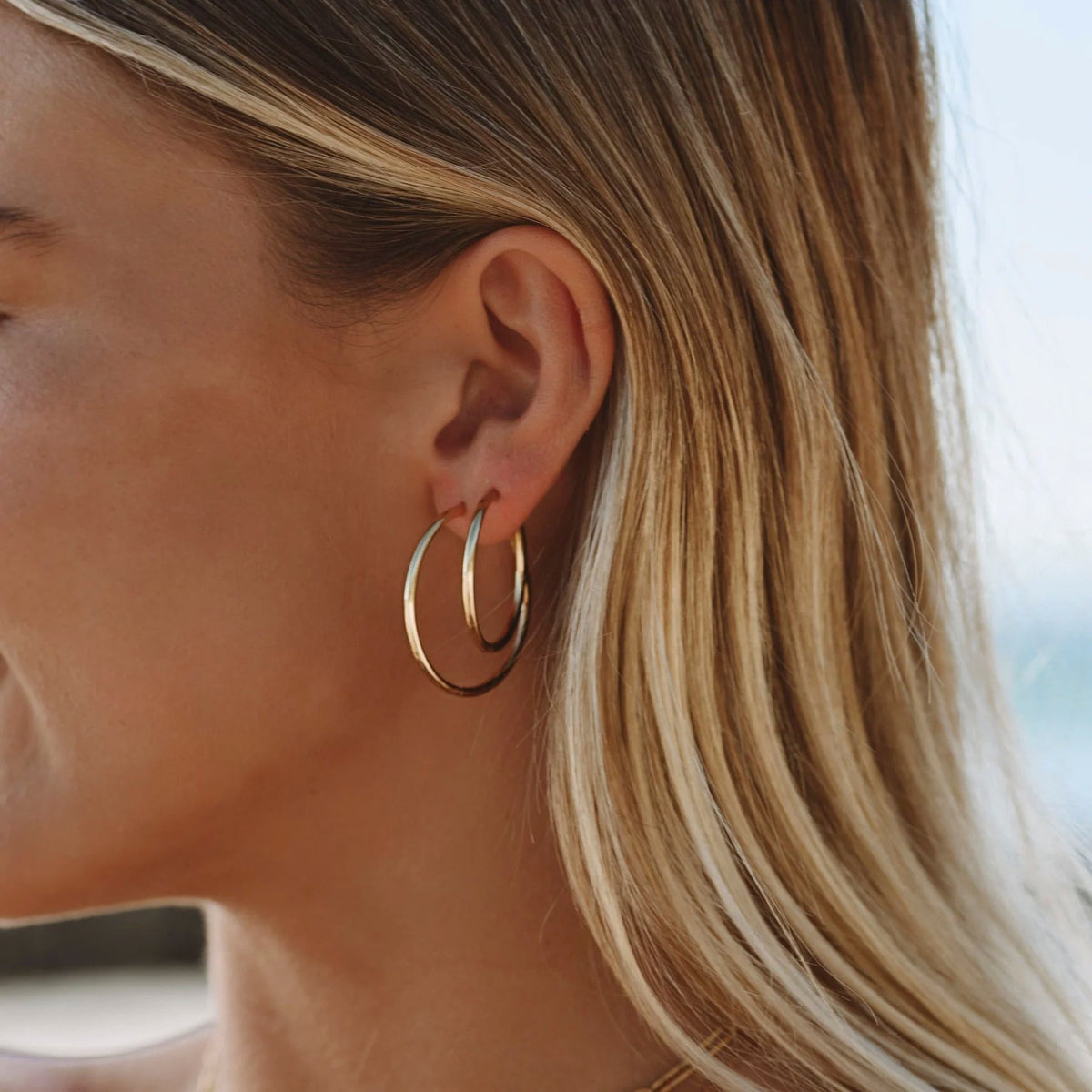 Thin Hoop Earrings, 25 or 30 mm