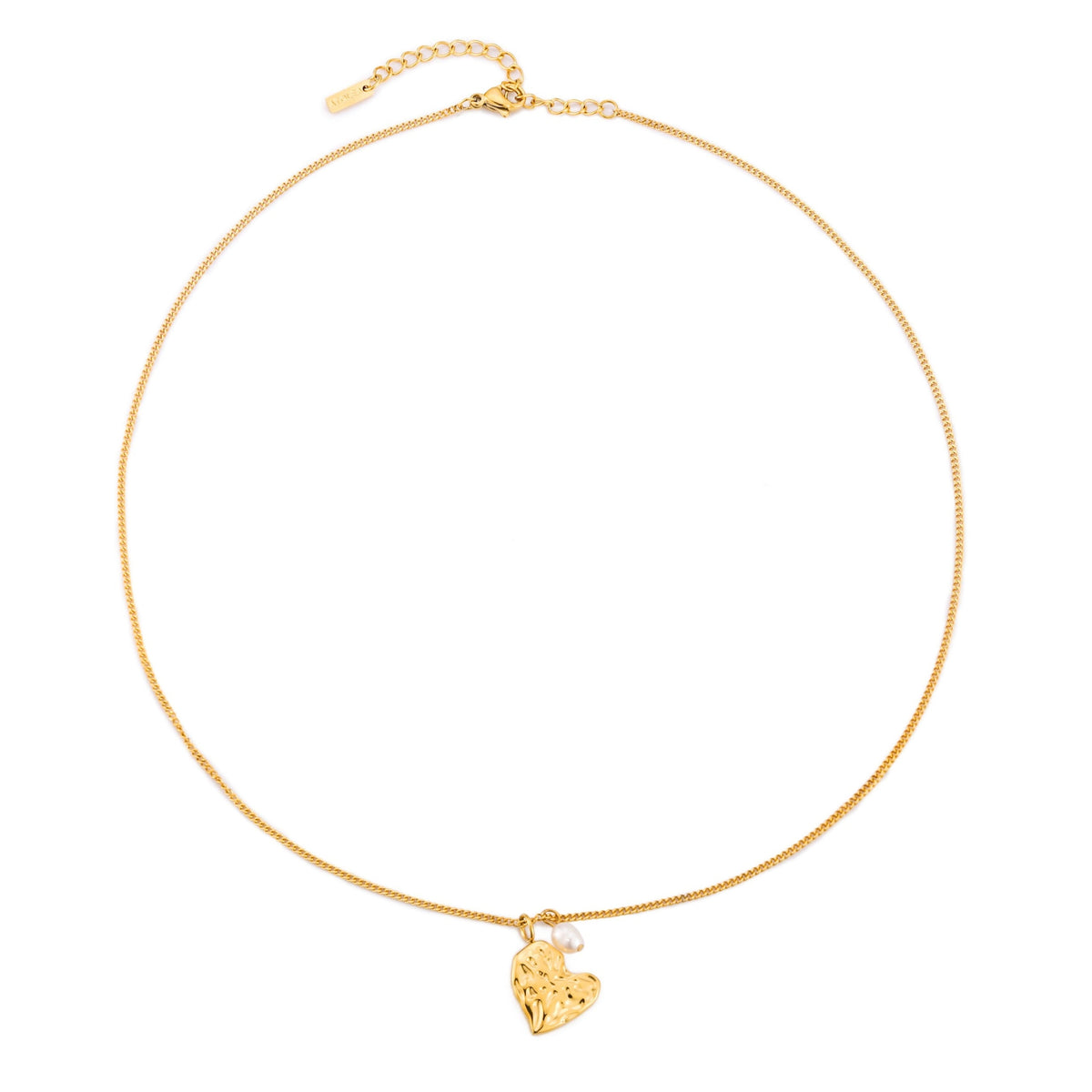 Textured Heart and Pearl Necklace — Valentine