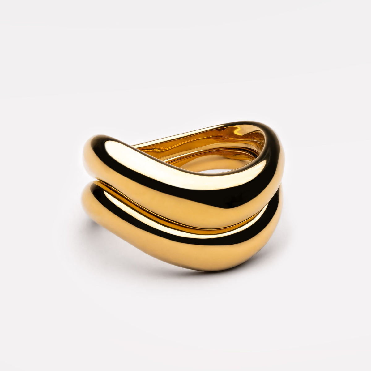 Two Sculpted Wave Rings Set — Double Trouble