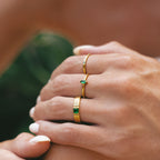 Green Marquise Stone Solitaire Ring, Steel