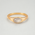 Oval Moonstone Ring, Stainless Steel