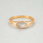 Oval Moonstone Ring, Stainless Steel