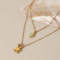 Simulated Opal Turtle Necklace, 45 cm