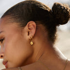 Sun Disc Charm Hoop Earrings, 8 mm