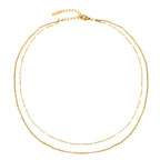 White Enamel Double Layer Choker, 40 cm