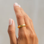 Sculpted Wavy Band Ring, Steel — Dune