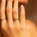 Green Glass Oval Ring, Gold PVD Steel — Olivia